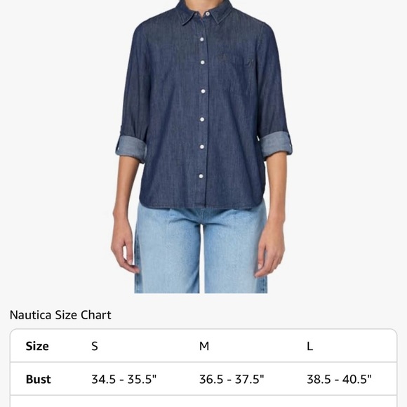 NWT Nautica Women’s Long Sleeve Dark Blue Shirt Size M - Picture 1 of 5